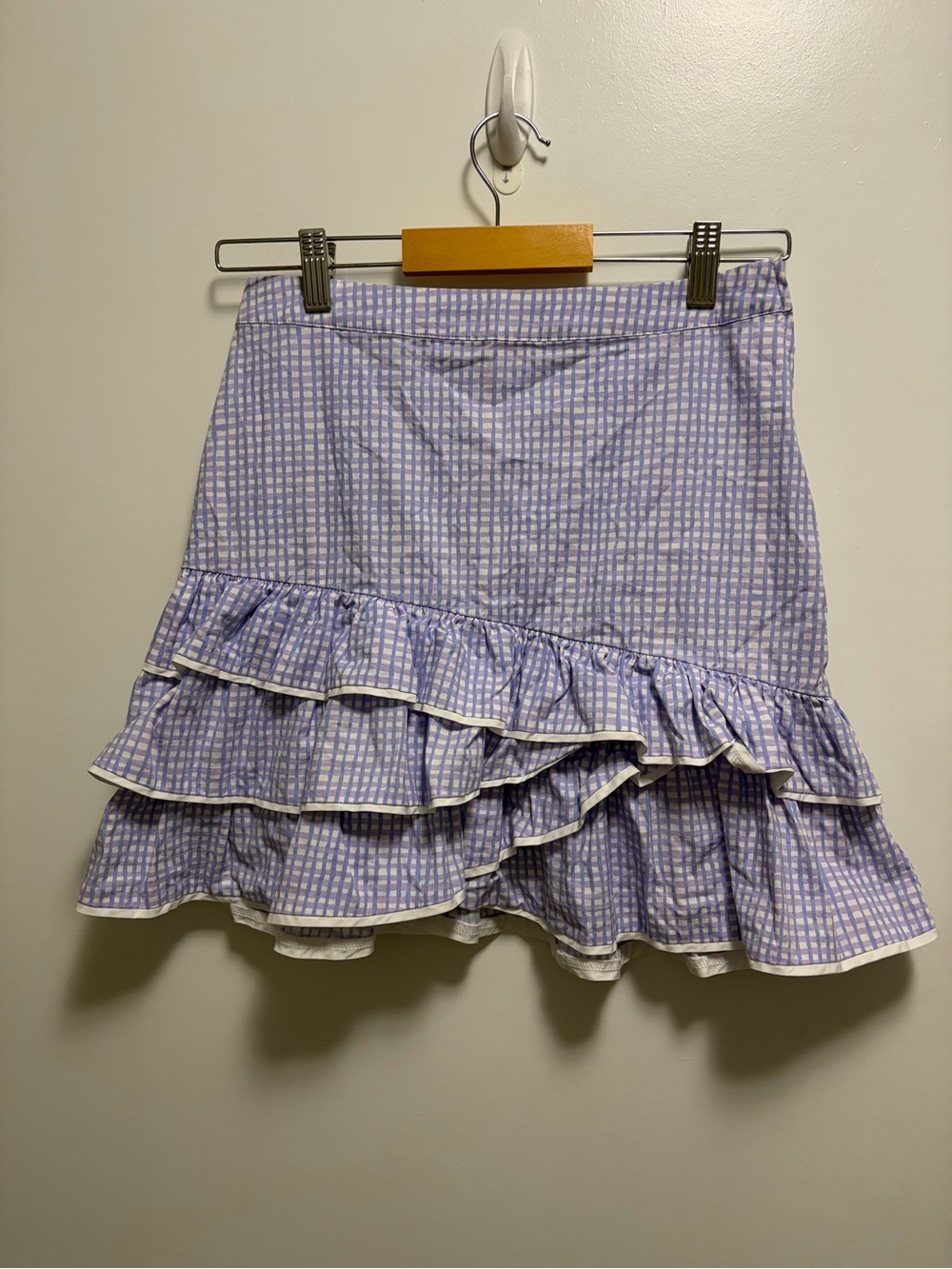 Lilly Pulitzer Rosalie Gingham Plaid Tiered Ruffle Lavender Skirt Women’s Size 2